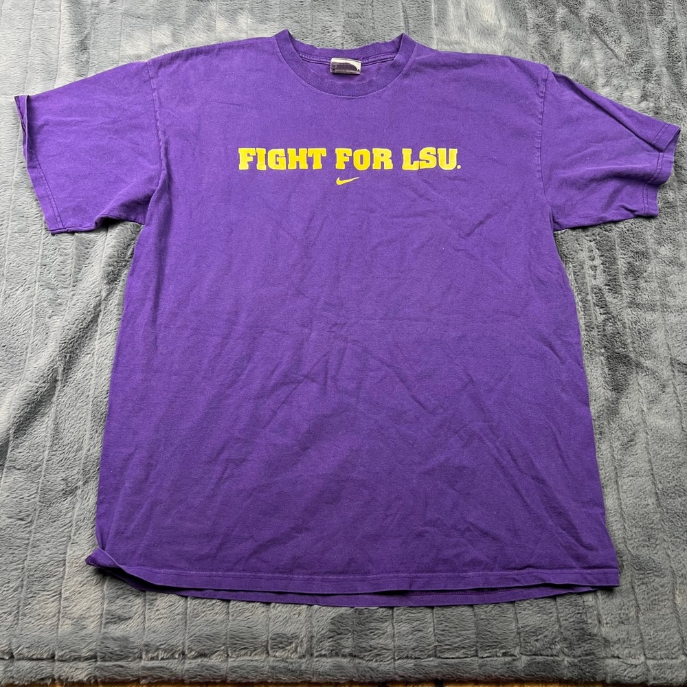 Nike Team LSU Tigers Fight For LSU Purple Graphic T-Shirt Mens XL 12825